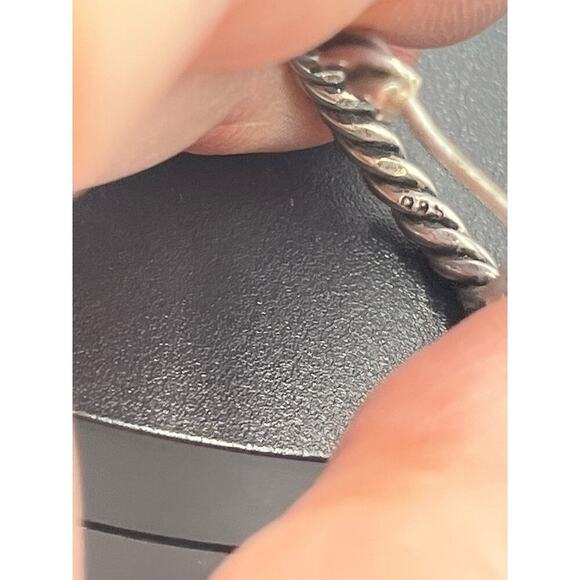 Sterling silver 925 Ribbed Textured Hoop Earrings 2.6mm, 7.6 Grams, 1” - Picture 9 of 14